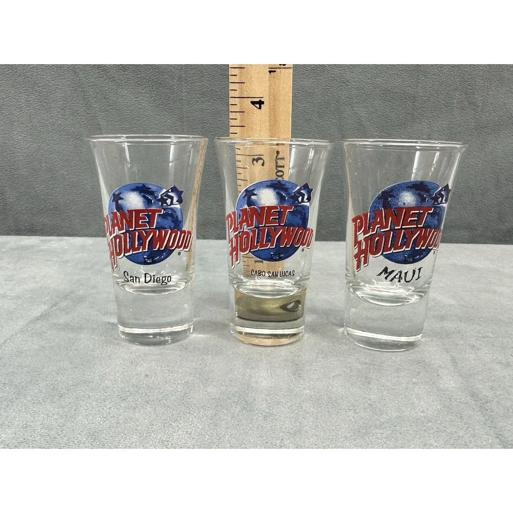 Planet Hollywood Shot Glass San Diego Maui Cabo San Lucas 3.5in Lot of 3